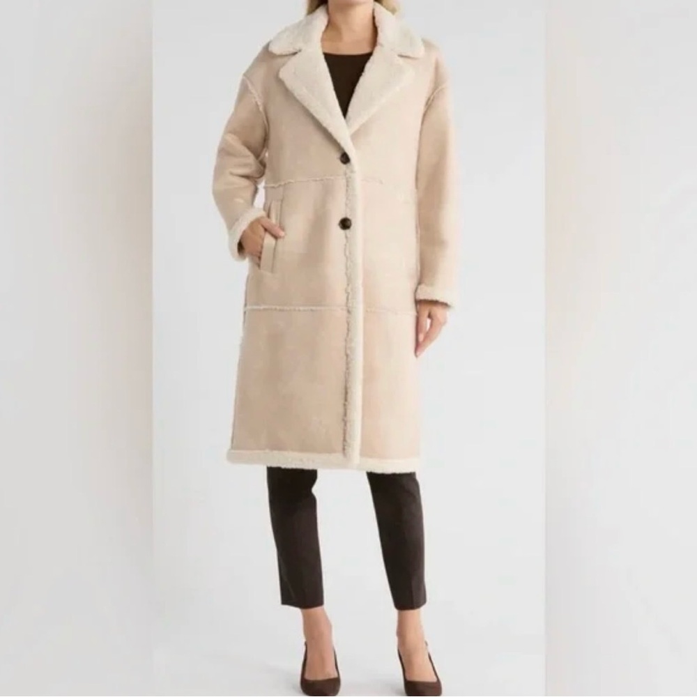 BCBG Generation Women's Cream Shearling Coat size XL